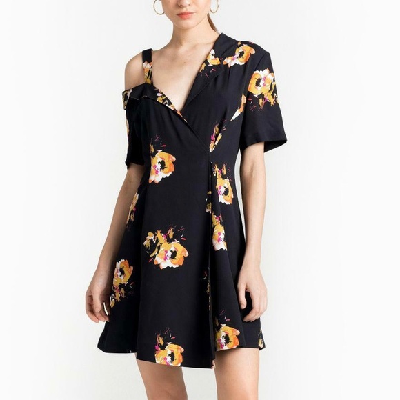 ALC lucia silk dress black florals - Picture 2 of 9
